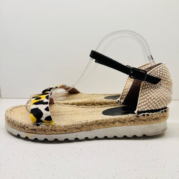 Pimientos Espadrille Calf Hair Genuiine Leather Animal Print Ankle Strap Sz 40 - Picture 4 of 13